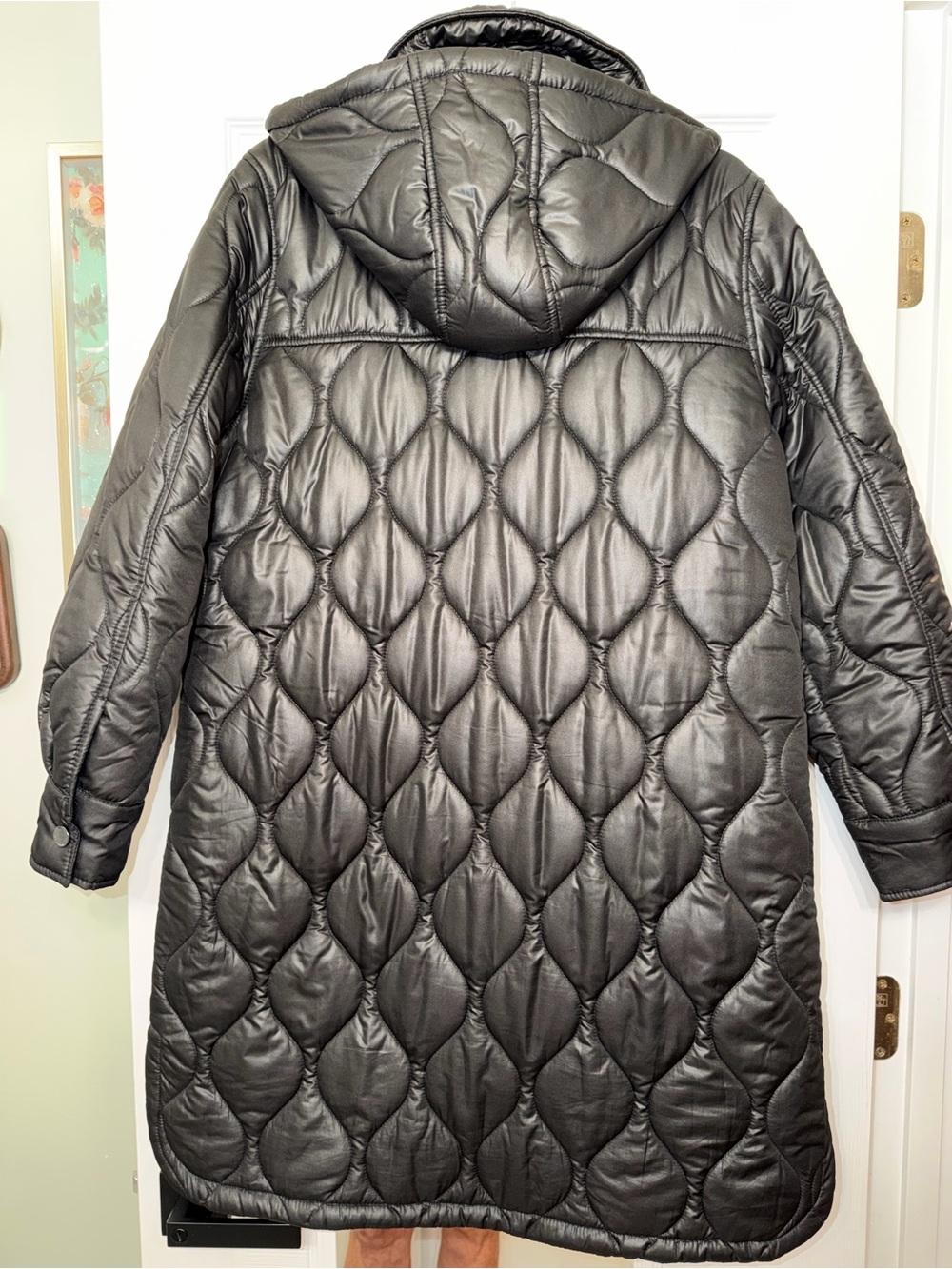 Lucky Brand Black Quilted Long Puffer Coat - Picture 7 of 9